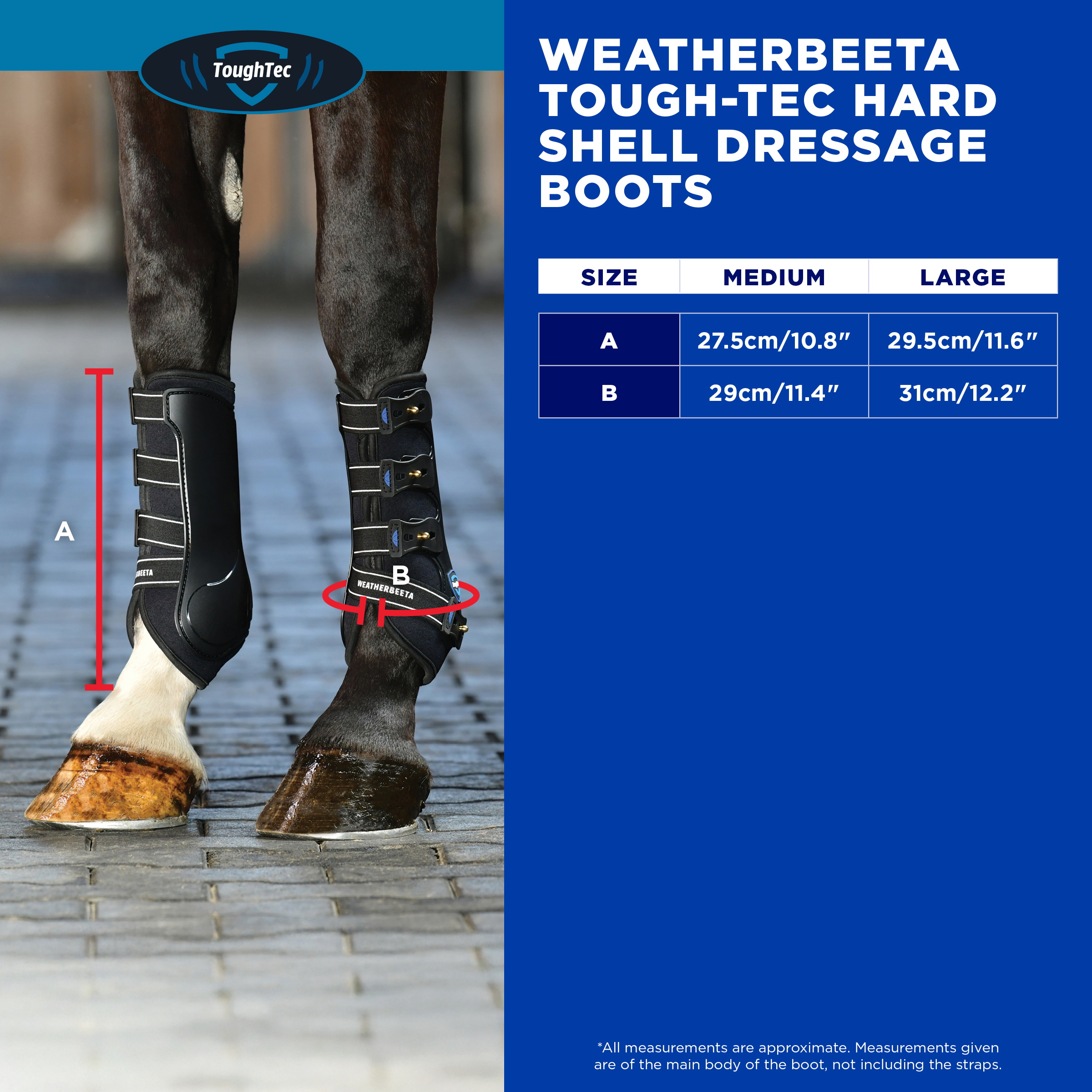 2025 WeatherBeeta Tough-Tec Hard Shell Dressage Boots  Size Chart